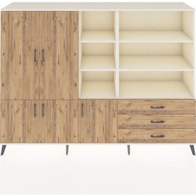Resim Hyperion Dolap 11 Raflı 3 Çekmeceli 5 Kapaklı 220x44x163 Aytaşı-çam Atlas Çam - Aytası 