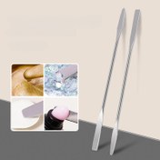 Resim Çift Taraflı Paslanmaz Çelik Karıştırma Spatulası - Tırnak Sanatı, Makyaj & El İşleri için Mükemmel, Koku Yok 