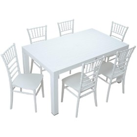 Resim Luna Wood 90x150 Silver Tifany Sandalye Masa Takımı Beyaz 