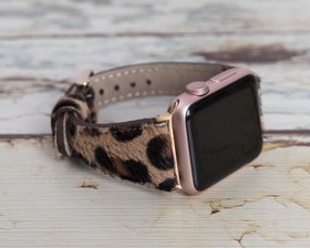 Resim Bouletta Apple Watch Uyumlu Deri Kordon 42-44-45mm Slim LEO1N Tüylü Leopar 