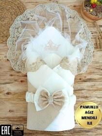 Resim Gold Pr Bebek Kundağı, Unisex Bebek Dış Kundak Battaniyesi, Hastane Çıkışı Kundak Battaniye Sütlü Kahve 