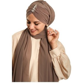 Resim Vizon Arkadan Bağlamalı Şal Şifon Pileli Taşlı Elişi İşlemeli 1840 10 Vizon 