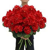 Resim 30 Sap Kırmızı Yapay Geranium Çiçekleri Yemyeşil Yapraklarla - İç/Dış Mekan Dekorasyonu, Düğünler, Mezuniyetler, Bahçe & Patio için Dayanıklı Plastik Buket, Hava Koşullarına Dirençli Az Bakım Gerektiren Sahte Çiçekler, Dış Mekan Yapay Çiçekler, Canlı Görünümlü Taç Yapraklar, Uzun Ömürlü Dekor, Dekoratif Çiçek Aranjmanı, Düğün Stilistleri 