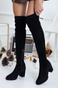 Resim SOFT FASHION Kadın Siyah Diz Üstü Çorap Şık Kışlık Yeni Moda Rahat Topuklu Çizme - Topuk 7 cm 