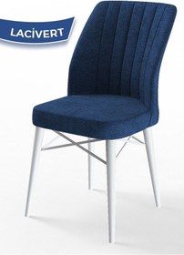 Resim Canisa Arp Serisi 70x110 Sabit Mutfak Masası Takımı Beyaz Mermer Desen Masa 4 Lacivert Sandalye Masa Beyaz Mermer Desen Sandalye Lacivert 