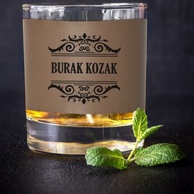Resim Kişiye Özel Vizon Deri Kaplama Viski Bardağı 