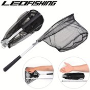 Resim LEOFISHING Mini Katlanabilir Balıkçılık Avcılık Ağı, Kano, Sinek Balığı, Levrek, Yengeç, Alabalık için Katlanabilir Alüminyum Alaşımlı Daldırma Ağı - Siyah, Nehir veya Göl Balıkçılığı için İdeal 