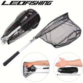 Resim LEOFISHING Mini Katlanabilir Balıkçılık Avcılık Ağı, Kano, Sinek Balığı, Levrek, Yengeç, Alabalık için Katlanabilir Alüminyum Alaşımlı Daldırma Ağı - Siyah, Nehir veya Göl Balıkçılığı için İdeal 