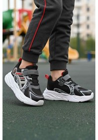 Resim Slazenger Siyah Kırmızı Cırtlı Erkek Çocuk Spor Ayakkabı Kelsy F Siyah-kırmızı 