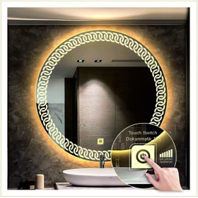 Resim GLOBAL LED MIRROR 90 Cm Günışığı Ledli Tasarım Kumlamalı Dokunmatik Tuşlu Banyo Aynası Makyaj Aynası Işıklı Ayna 