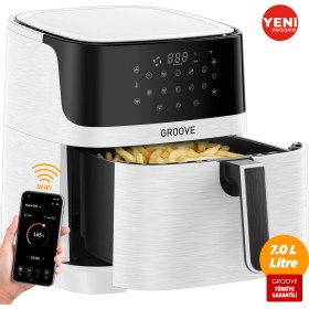 Resim Groove Max XXL 7L 1800W WiFi Smart Airfryer Air Fryer Yağsız Sıcak Hava Fritözü Beyaz 