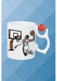 Resim Basketboll Toplu Basket Sever Kupa Bardak Çay Kahve Fincanı-2 Beyaz 