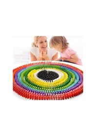 Resim Ahşap Domino Oyunu 100 Parça Eğitici Zeka Ve Denge Oyunu Renkli Domino Seti 3+ 