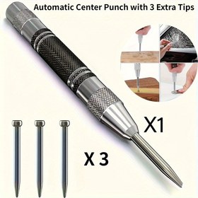 Resim Kaymaz Tutuşlu Ağır Hizmet Otomatik Merkez Zımba Aleti - Krom Çelik Yapı, 3 Uç Dahil (X1, X2, X3) - Metal, Cam, Ahşap, Plastik için - Hassas İşaretleme ve Delme Rehberi - Mekanik Atölyeler, Laboratuvarlar, DIY Projeleri İçin İdeal - Jynor, Marangoz Aksesuarları, Ergonomik Sap Tasarımı, Yüksek Kalite Yapı, Profesyonel El Sanatçılar 