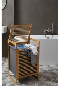 Resim Porsima Pbt-350 Ahşap Bambu Kirli Sepeti Çok Amaçlı Banyo Düzenleyici Kirli Çamaşır Sepeti Organizeri Gri 