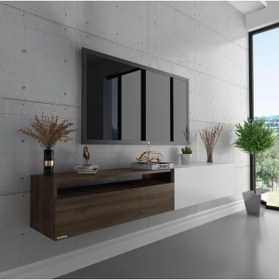 Resim Myniture Home & Living Duvara Monte Tv Sehpası Ceviz Beyaz S6110-6 