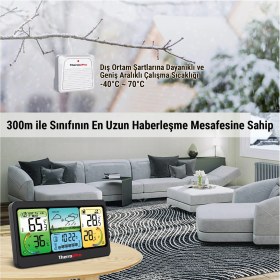 Resim ThermoPro TP280B 7" Wi-Fi Iç ve Dış Mekan Dijital Sıcaklık, Nem, Basınç Ölçer ve Hava Tahmin Istasyonu 