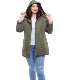 Resim Vetre Kadın Ekose Baharlık Kapitone Mont Haki Büyük Beden 1024 Çok Renkli 