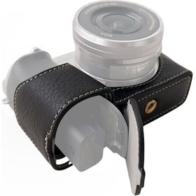 Resim Suofeng Sony A6400/a6300/a6100/a6000 İçin Siyah Sentetik Deri Kamera Çantası, Askı Eşleği İle Koruyucu Kılıf 