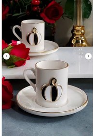 Resim Regna Home Fine Living Black-white Pumpkin 8 Parça 4 Kişilik Kahve Fincan Takımı Beyaz 