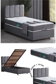 Resim Setay Defne Tek Kişilik Baza Başlık Comfort Yatak Seti, Gri 