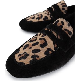 Resim Tamer Tanca Kadın Hakiki Deri Siyah Süet Loafer Ayakkabı 961 555 Bn Ayk Y25 Syh Suet/leopar SIYAH SUET 