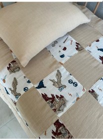 Resim & 100 Pamuk Kırk Yama Çift Katlı Yorgan Seti Harry Potter 