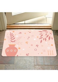 Resim Dijital Baskılı Desenli Dekoratif Dış Kapı Önü Ve Iç Mekan Paspası Yıkanabilir Kaymaz Taban Pembe 