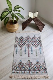 Resim 40 Yama Desenli Astarlı Lüks Seccade S1017 Lacivert Gri 