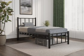 Resim Argimo Zambak Tek Kişilik Ferforje Metal Karyola - 90x200 / Siyah 