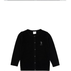 Resim U.S. Polo Assn. Kız Çocuk Siyah Düğmeli Bisiklet Yaka Triko Hırka 50316292-VR046 