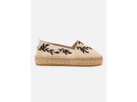 Resim Su Espadril Nataly Ekru-Siyah Kadın Düz Espadril 