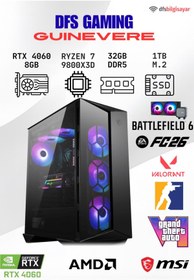 Resim MSI DFS GAMING GUINEVERE RYZEN 7 9800X3D-B650M-RTX 4060-32GB DDR5 RAM-1TB M.2 SSD-OYUNCU BİLGİSAYARI 
