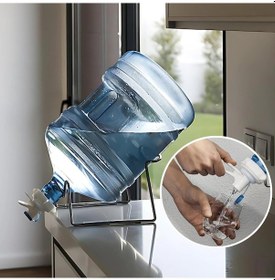 Resim Pratik Su Sebili / Metal Stant + Musluk / Standart Damacana Uyumlu / Sızdırmaz Su Valfi Beyaz 