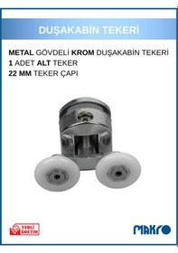 Resim Duşakabin Tekerleği Üst Teker Metal Gövde Teker Çapı 22 Mm Krom 