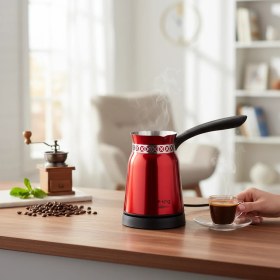 Resim King K 441 E Allaturca Kırmızı Paslanmaz Çelik Türk Kahvesi Makinesi 