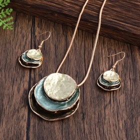 Resim Vintage Boho Takı Seti, Çinko Alaşım Emaye Çok Katmanlı Yuvarlak Kolye ve Küpeler, Şık Moda Aksesuarı, Kadınlar İçin, Günlük Giyim ve Hediye Verme İçin Uygun, Tüm Mevsimler İçin Uygun, İlkbahar Festivali Hediyesi 