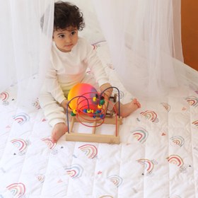 Resim Outlet-Gökkuşağı Çok Amaçlı Organik Pamuk Oyun Halısı 