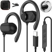Resim iPhone 16 15 Pro 5G için USB C Kulaklık, On Ear Tip C Headset USB C Bağlantısı Kablo Mikrofonlu Kulaklık Kulak Kancalı Kulaklık Samsung A56 A34 Galaxy A55 A54 S25 Pixel 9a 8 7 POCO X7 Koşu, Spor 