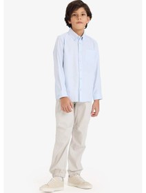 Resim Defacto Erkek Çocuk Polo Yaka Oxford Uzun Kollu Basic Düz Gömlek W3215a626spbe61 Mavi-be61 