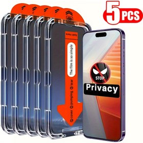 Resim 5 adet 9H Temperli Cam Gizlilik Ekran Koruyucu iPhone için - Çizilmez, Parmak İzi Geçirmez, Kılıf Dostu, Tam Kaplama Ekran Kalkanı Dinamik Ada Uyumluluğu ile, Hassas Bilgileri Korur, Parmak İzi Önleyici Kaplama | Tam Ekran Kalkanı | Temperli Cam Koruyucu 