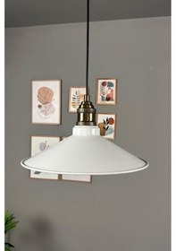 Resim Benjamin Beyaz Metal Avize Lale Başlık Rustik Cafe Mutfak Modern Dekoratif Sarkıt Beyaz 