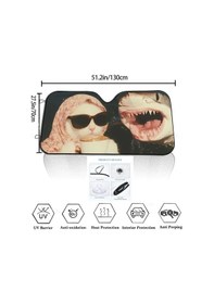 Resim Goldenqian Köpekbalığı Komik Kedi Sürüş Araba Güneşlik Ön Cam Güneşlik Isı Yalıtımı Gizlilik Kişilik Kurulu Z5 