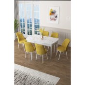 Resim Canisa Concept Zen Serisi Mdf Açılabilir Mutfak Masası Takımı ,beyaz Mermer Desen Masa + 6 Adet Sandalye 