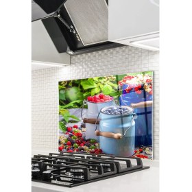 Resim Cam Ocak Arkası Koruyucu Ankastre Arkası Koruyucu | Kırmızı Meyveler 