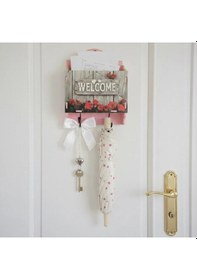 Resim Dekoratif Dikdörtgen Anahtar Askısı Anahtarlık Pembe 