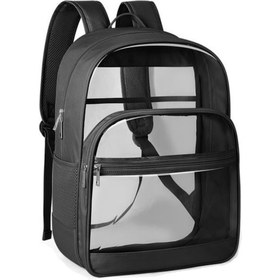 Resim Xiyyadms Geniş Kapasiteli Şeffaf Canvas-pvc Çift Askılı Çanta - Siyah: Güçlü, Bölümlü Ve Kolay Erişimli, Okul/konser/ulaşım İçin Uygun 