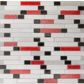 Resim maycollection Mutfak Tezgah Arası Kırmızı Beyaz Siyah Gümüş 4 Mm Kristal Cam Mozaik (1 M2 )1 Kutu = 1 M2 Fiyatıdır 