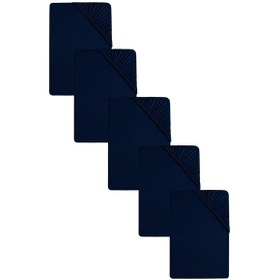 Resim 5 Adet Battal Boy Düz Pamuklu Çift Kişilik 200 X 200 Cm Lastikli Penye Çarşaf Lacivert 