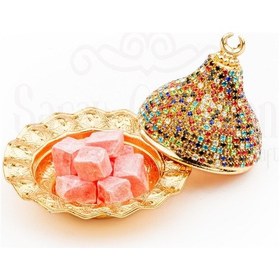 Resim Renkli Taşlı Lokumluk Kahve Yanı Çikolatalık Drajelik Kubbeli No.2 Sarı 